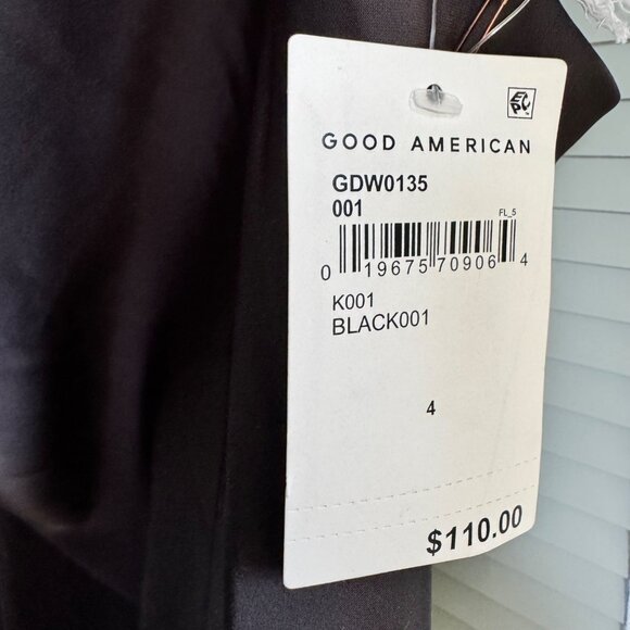 Good American Slip Dress Size 4 Black Cowl Neck Midi Adjustable Straps New Tags - Picture 3 of 10